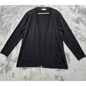 Vintage Exclusively Misook Sweater Womens XL Black Open Front Cardigan Slinky